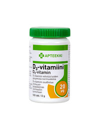 APTEEKKI D3-vitamin 20 mikrog. 100 eller 300 tabl