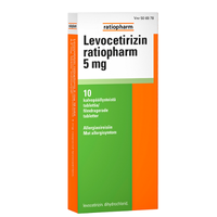 LEVOCETIRIZIN RATIOPHARM 5 mg tabl, kalvopääll 10 fol