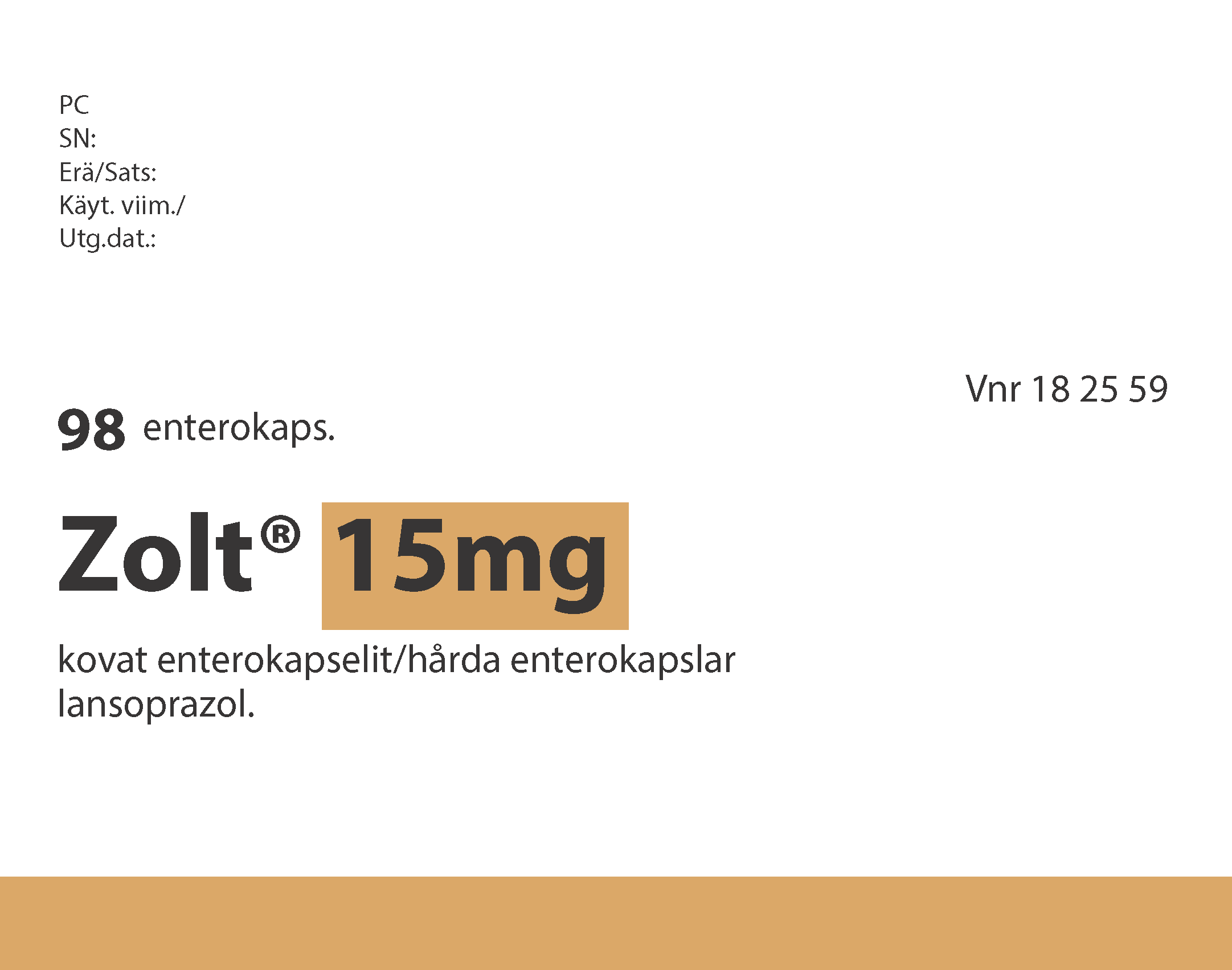 ZOLT 15 mg enterokapseli, kova 1 x 98 fol