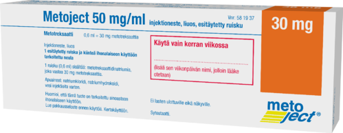 METOJECT 50 mg/ml injektioneste, liuos, esitäytetty ruisku (30 mg) 0,6 ml