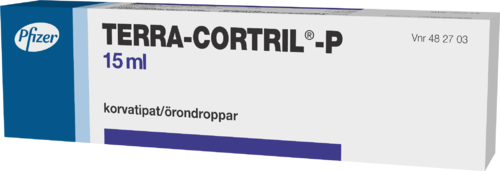 TERRA-CORTRIL-P 5 mg/ml+15 mg/ml+10 000 IU/ml korva-/silmätipat, suspensio 1 x 15 ml