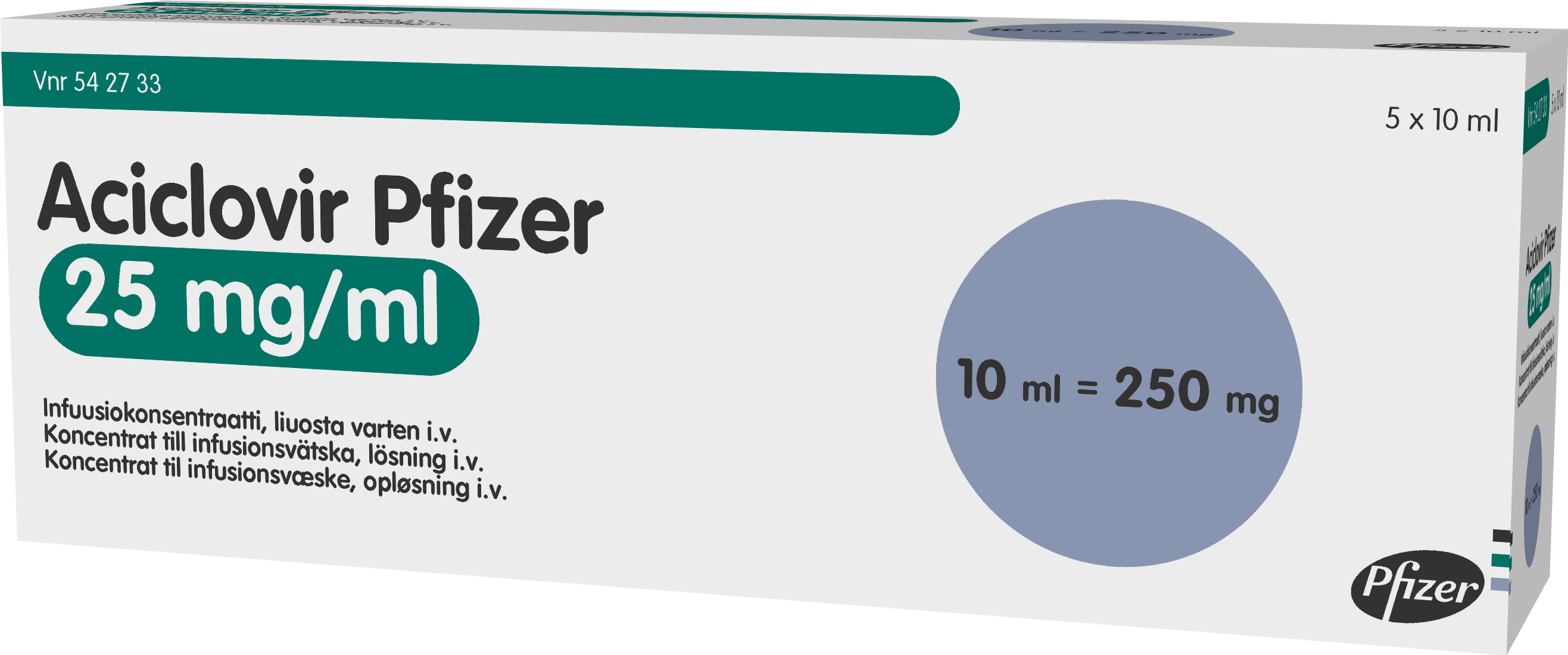 ACICLOVIR PFIZER 25 mg/ml infuusiokonsentraatti, liuosta varten 5 x 10 ml