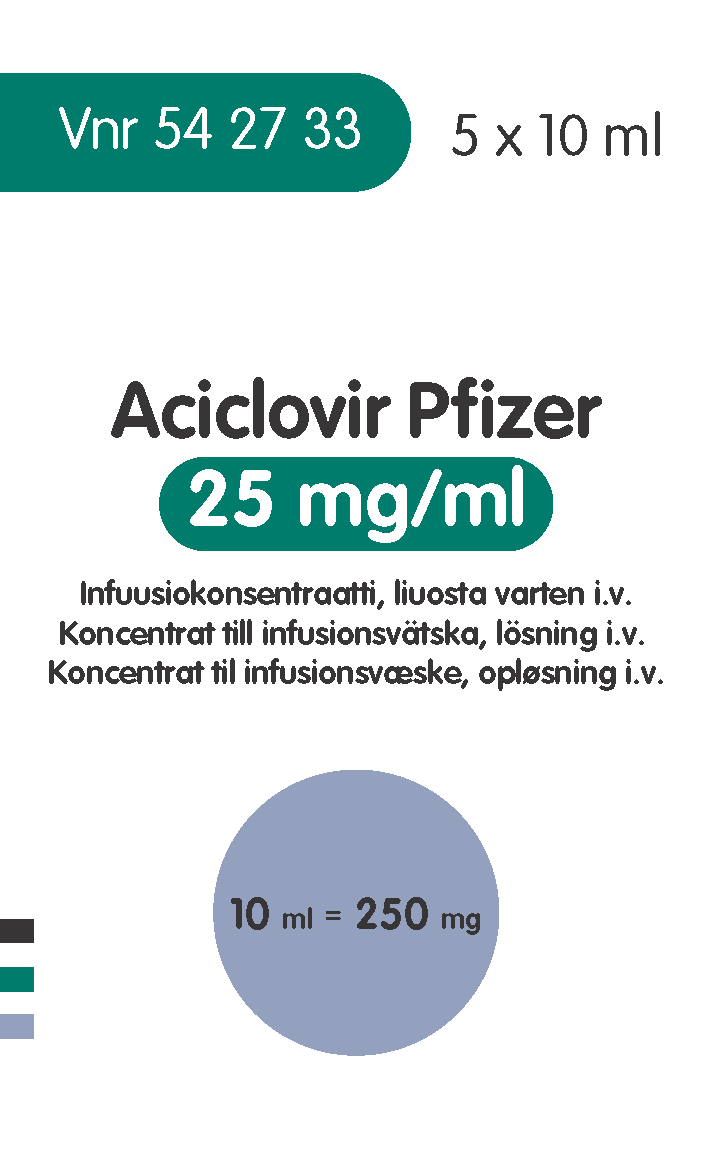 ACICLOVIR PFIZER 25 mg/ml infuusiokonsentraatti, liuosta varten 5 x 10 ml