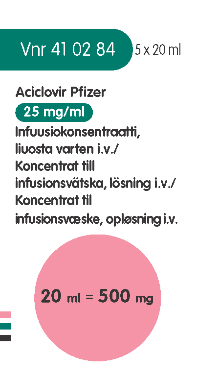 ACICLOVIR PFIZER 25 mg/ml infuusiokonsentraatti, liuosta varten 5 x 20 ml