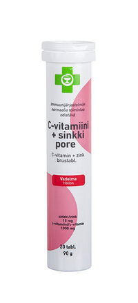 APTEEKKI C-vitamin + zink brustablett hallon 20 tabl.