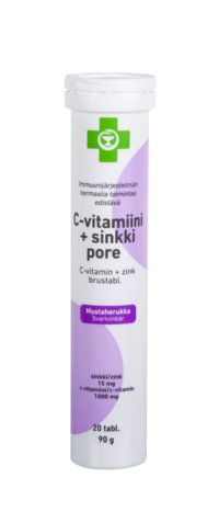 APTEEKKI C-vitamin + zink brustablett svartvinbär 20 tabl.