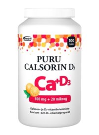 PURU CALSORIN D3 PURUTABL 500MG+20MIKROG 100 kpl