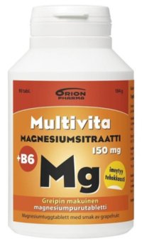 MULTIVITA MAGNESIUMSITRAATTI + B6 90 PURUTABL