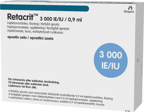 RETACRIT 3000 IU/0,9 ml injektioneste, liuos, esitäytetty ruisku 6 x 0.9 ml