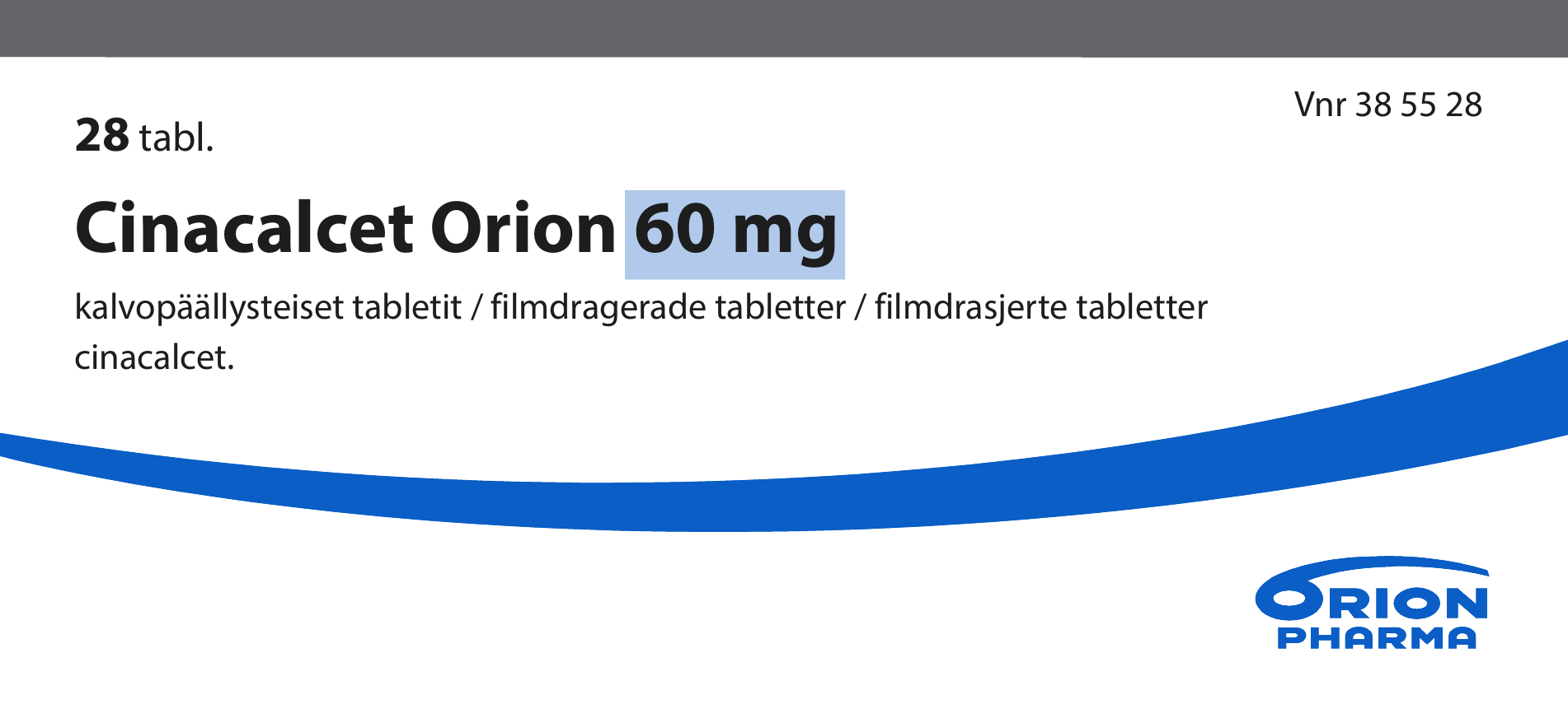CINACALCET ORION 60 mg tabletti, kalvopäällysteinen 1 x 28 fol