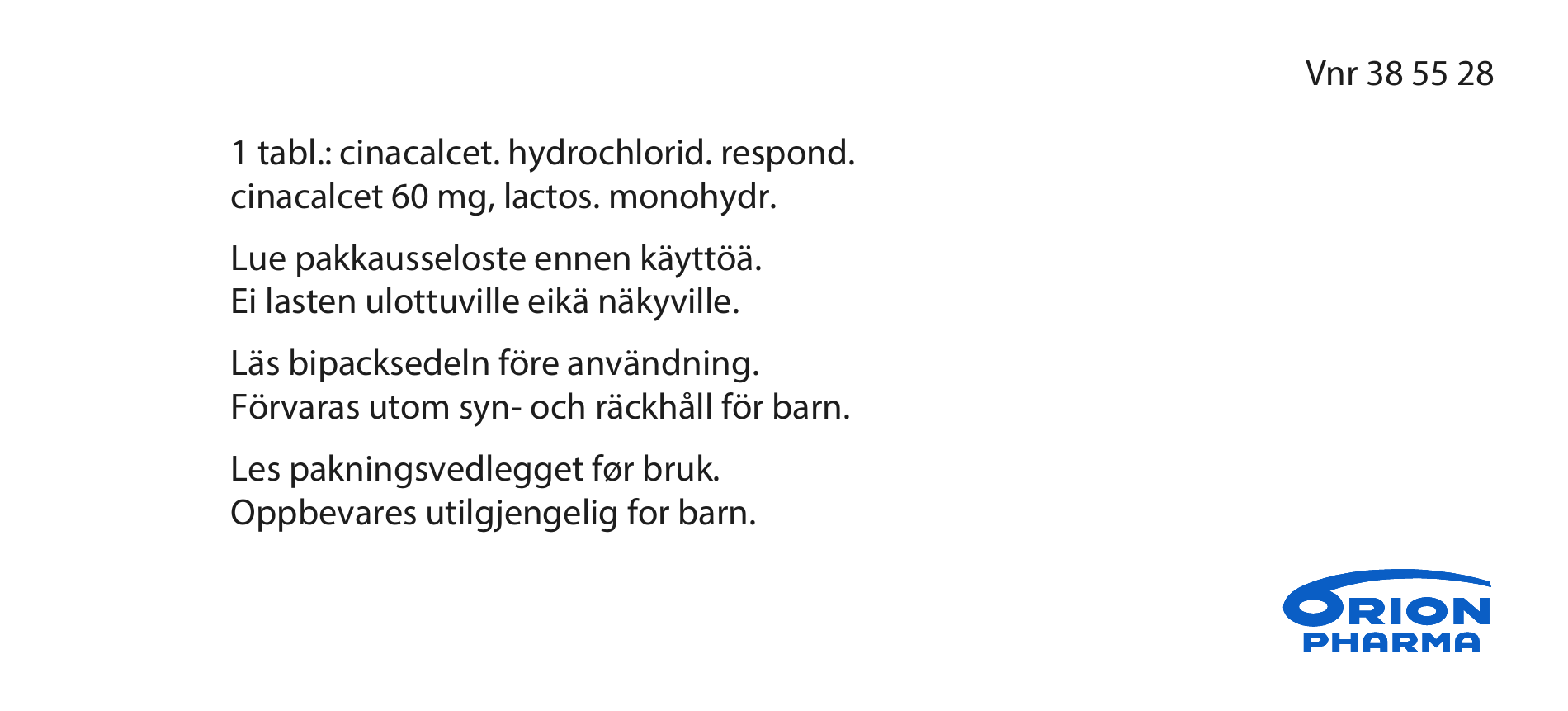 CINACALCET ORION 60 mg tabletti, kalvopäällysteinen 1 x 28 fol