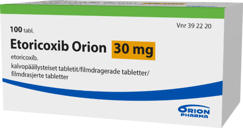 ETORICOXIB ORION 30 mg tabletti, kalvopäällysteinen 1 x 100 fol