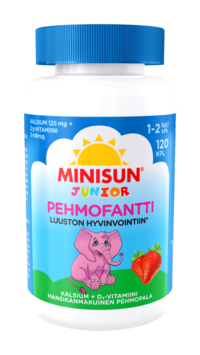 Minisun Pehmofantti Luusto Kalsium+D-vitamiini Junior, pehmeä pureskeltava vi 120 kpl